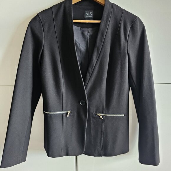 Armani Exchange Black Jersey Stretch Blazer - Picture 2 of 14